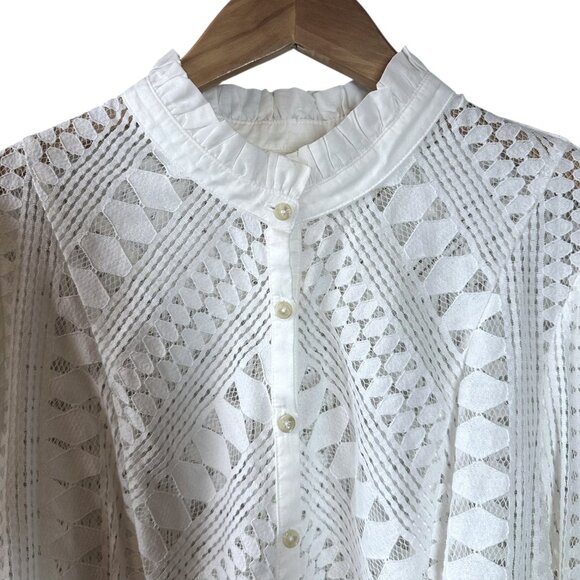 Meadow Rue by Anthropologie Romantic White Lace Button-Front Blouse Size 14 - Picture 3 of 6